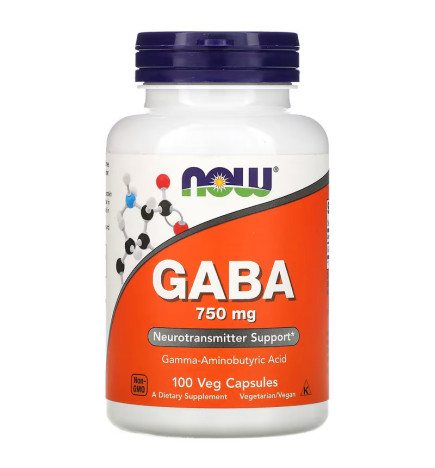 GABA, 750 mg, 100 capsules végétariennes - Now Foods