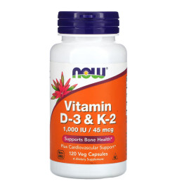 NOW FOODS - Compléments alimentaires  - Vitamines D-3 et K-2, 120 c...