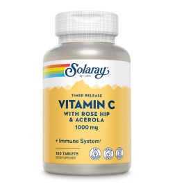 Vitamin C with Rose Hip, Acerola & Bioflavonoids 1000mg - 100 TABLETS - SOLARAY